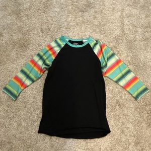Crazy Train Serape 3/4 sleeve crew neck baseball tee